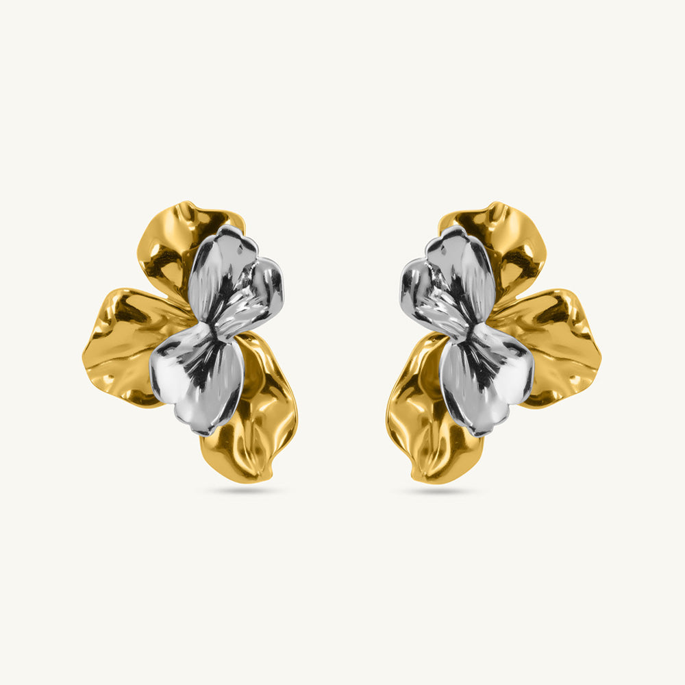 Multi Tone Bloom Stud Earrings