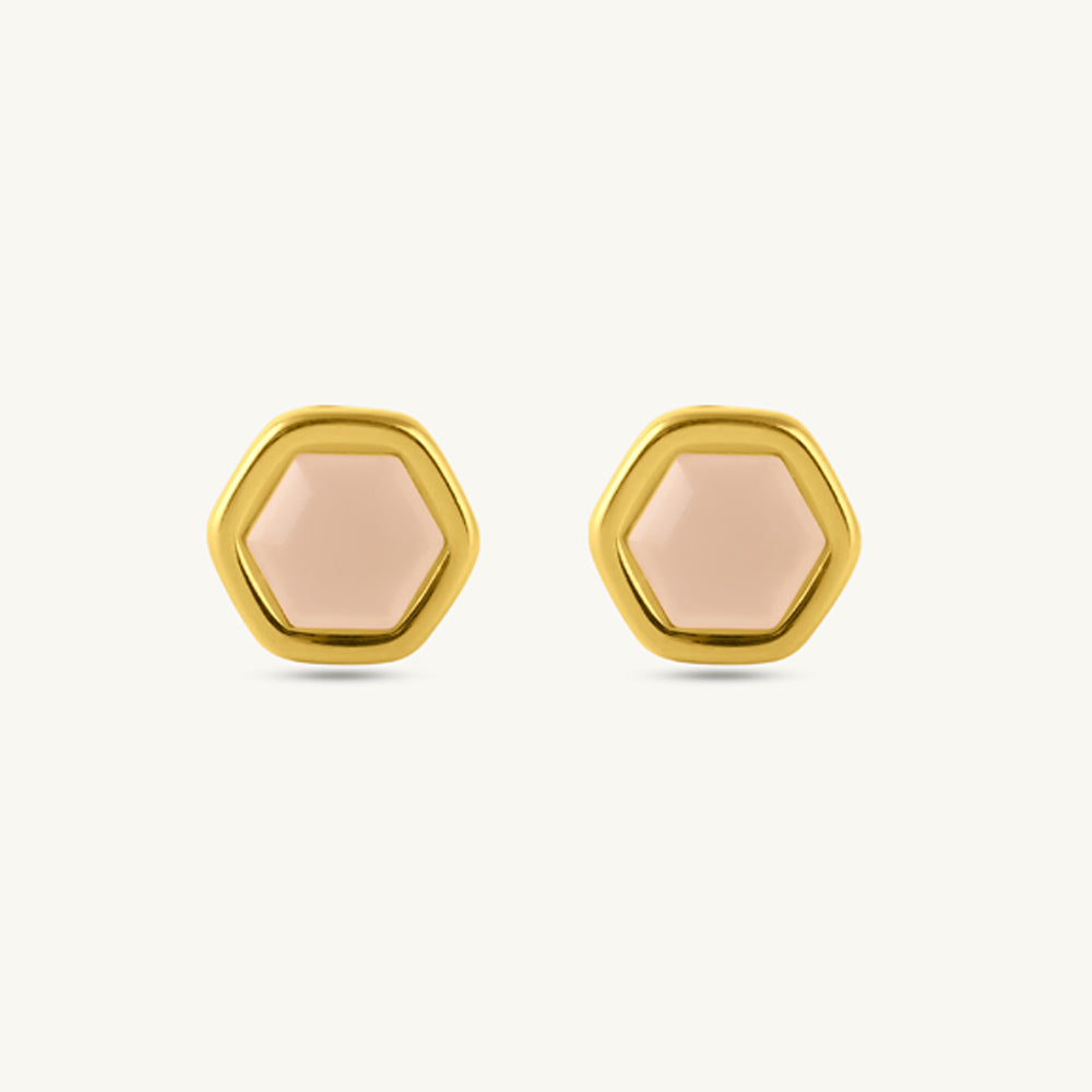 Hexagon Matte Stone Stud Earrings