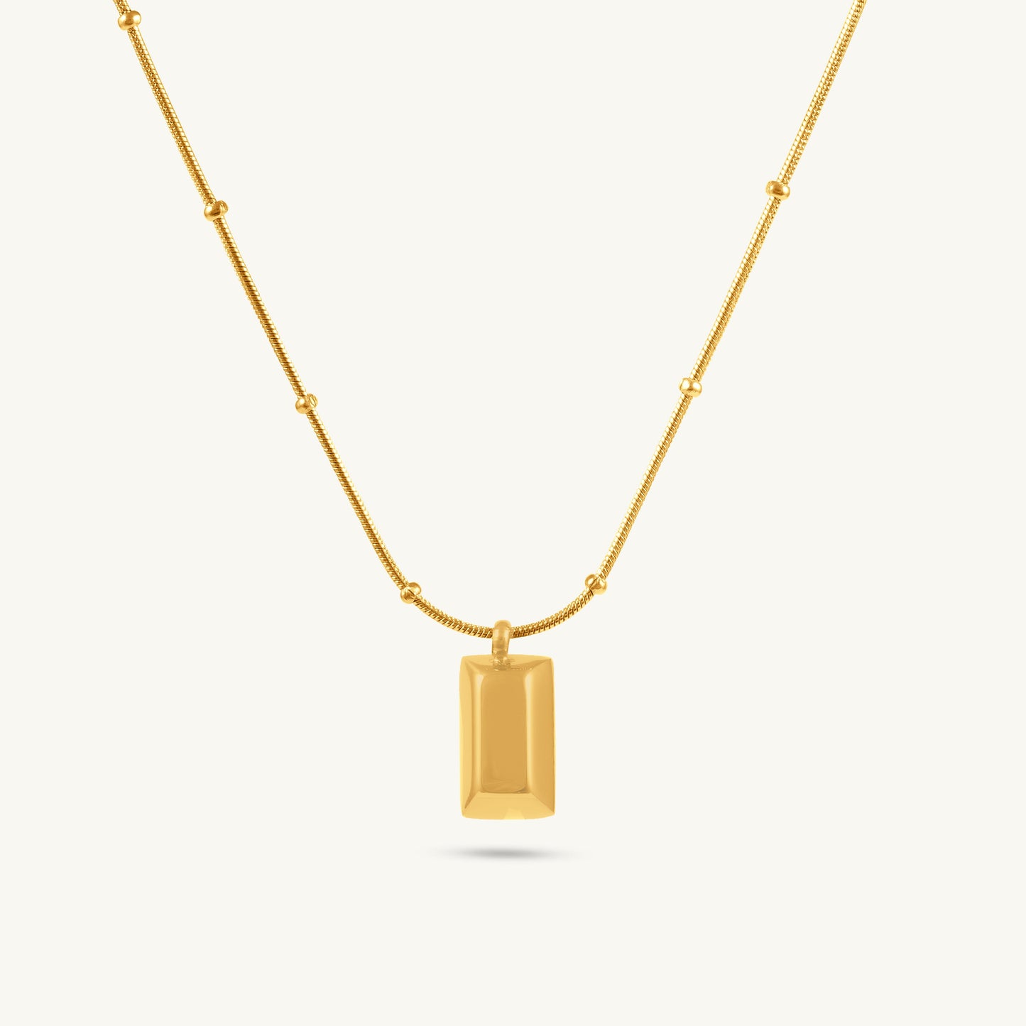 Minimalist Gold Barrel Pendant Necklace