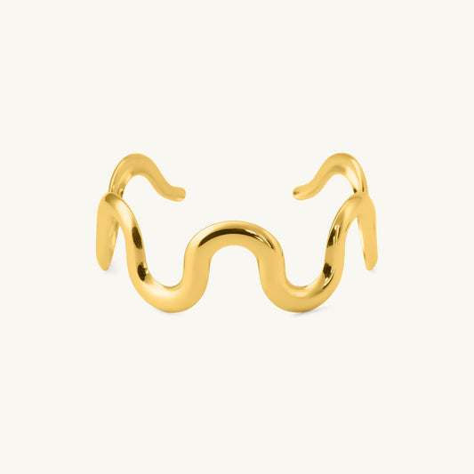 Golden Wave Sculpt Cuff Bracelet