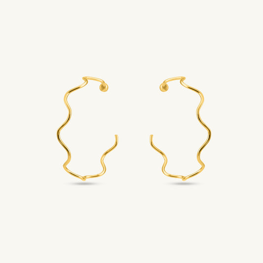 Golden Ripple Hoop Earrings