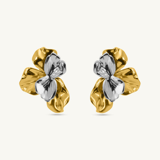Multi Tone Bloom Stud Earrings