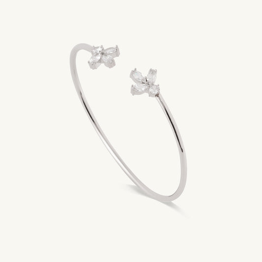 Floral Bloom Silver Kada Bracelet