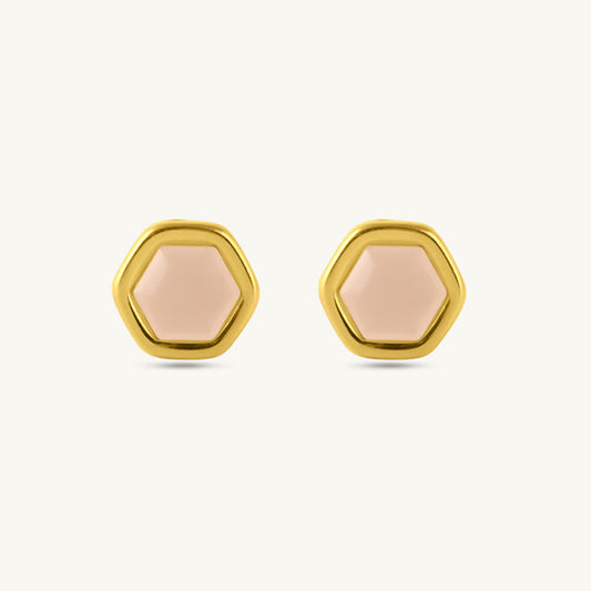 Hexagon Matte Stone Stud Earrings